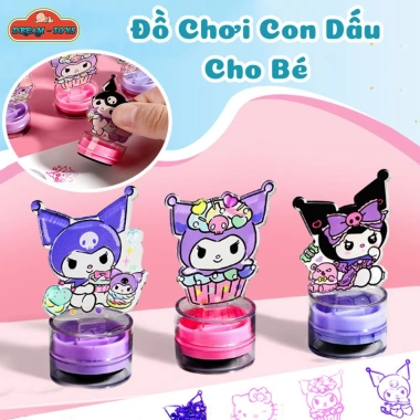 Đồ Chơi Bộ 6 Con Dấu Khen Thưởng Tiếng Anh Hoạt Hình Sanrio Kuromi, Melody, Capybara Dễ Thương - Con Dấu Sticker Cho Bé