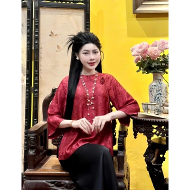 Đồ lam đi lễ chùa lụa tơ tằm cho người trung niên - sang trọng, giảm giá 380.000₫