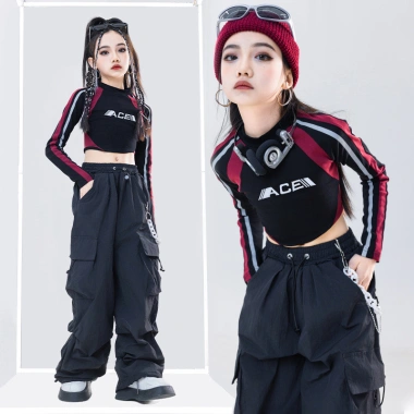 Đồ Nhảy Hip Hop Cho Bé Gái 3-14 Tuổi - Quần Áo Croptop Biểu Diễn Hiện Đại Giảm Giá