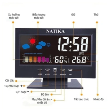 Đồng hồ LED cho bàn - Chiếu giờ lên trần, báo thức, đo nhiệt độ, chỉ 110k 10