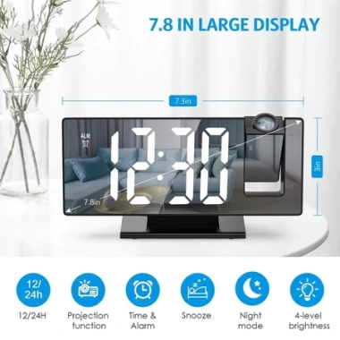 Đồng hồ LED cho bàn - Chiếu giờ lên trần, báo thức, đo nhiệt độ, chỉ 110k 13