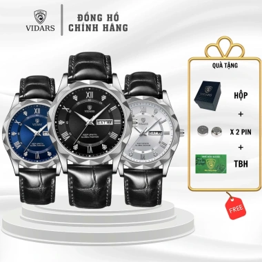 Đồng Hồ Nam VIDARS Cắt Kim Cương Dây Da Đen La Mã - Lịch Cọc Số Sáng Sủa Giá Chỉ 239k Đồng Hồ Nam VIDARS Cắt Kim Cương Dây Da Đen La Mã - Lịch Cọc Số Sáng Sủa Giá Chỉ 239k