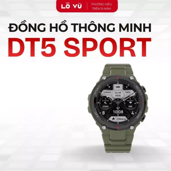 Hình ảnh sản phẩm Đồng hồ thông minh DT5 SPORT, Hỗ trợ thông báo tin nhắn cuộc gọi, Nhiều chế độ thể thao, Hỗ trợ sức khoẻ - Levu01, lỗ vũ