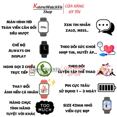 Đồng hồ thông minh Watch 10 Series nam nữ nghe gọi, thay ảnh cá nhân, dynamic, giá 805.000₫ 2