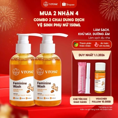 Dung dịch vệ sinh nữ Nano nghệ VROSE combo 2 chai - Cân bằng pH, sạch thoáng, giá 250k