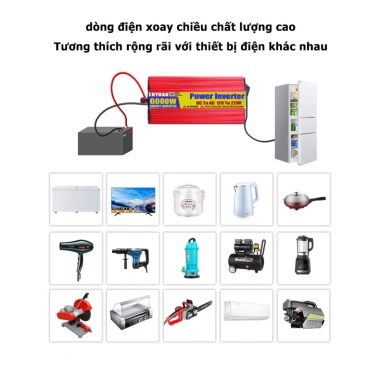 ERYUAN Bộ kích điện inverter 12V lên 220V CÔNG SUẤT 1.200w, 1.500w, 2.000w Sóng Sine Chuẩn Bảo Hành 2 Năm