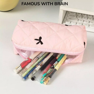 Famous VỚI Túi Đựng Bút Chì Nơ BRAIN, Túi Đựng Bút Học Sinh Dung Tích Lớn, Túi Đựng Mỹ Phẩm Hoa Phong Cách INS Nhỏ