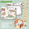 Giá đỡ ID CHARMENTT, hộp đựng thẻ Capybara hoạt hình, dây buộc nhựa, dễ thương