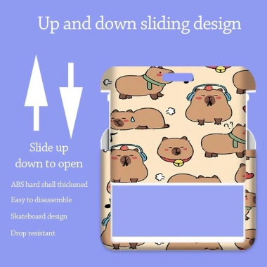 Giá đỡ ID CHARMENTT, hộp đựng thẻ Capybara hoạt hình, dây buộc nhựa, dễ thương 3