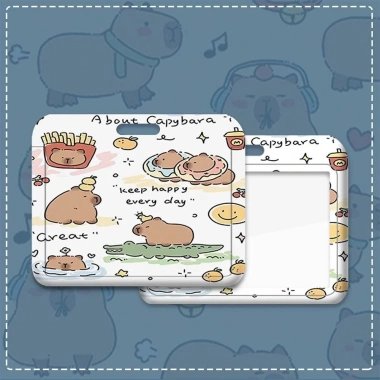 Giá đỡ ID CHARMENTT, hộp đựng thẻ Capybara hoạt hình, dây buộc nhựa, dễ thương 6