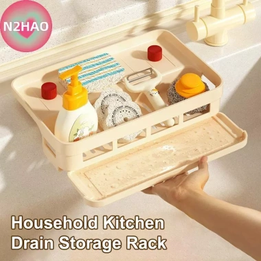 Giá thoát nước nhà bếp N2HAO đa năng, giỏ khăn lau bát đĩa, giá đựng gia vị - 145k