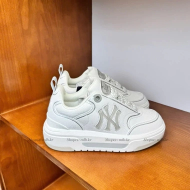Giày MLB chính hãng Chunky Liner Jelly màu trắng bản mới 2.025 , giày sneaker NY logo trong suốt đế cao 5cm (mới)