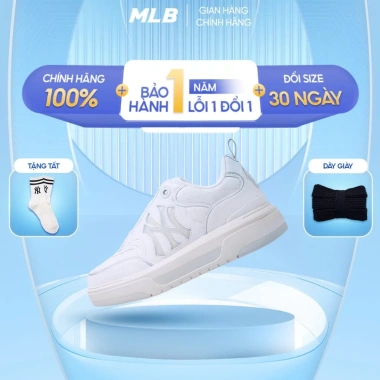 Giày MLB chính hãng Chunky Liner Jelly màu trắng bản mới 2.025 , giày sneaker NY logo trong suốt đế cao 5cm (mới)