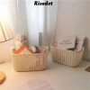Giỏ đựng đồ để bàn RISEDOT lớn có tay cầm - Hộp lưu trữ nhựa mây giả cho phòng tắm, quần áo bẩn