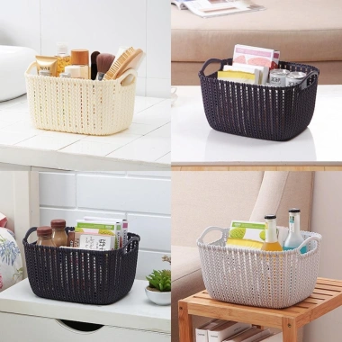 Giỏ đựng đồ để bàn RISEDOT lớn có tay cầm - Hộp lưu trữ nhựa mây giả cho phòng tắm, quần áo bẩn 8