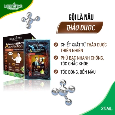 Gội đầu Nâu Phủ Bạc Thảo Dược Cao Cấp Lucky Star 25ml Giảm giá 24.387₫ 2