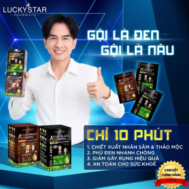 Gội đầu Nâu Phủ Bạc Thảo Dược Cao Cấp Lucky Star 25ml Giảm giá 24.387₫ 5