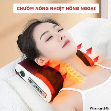 Gối Massage Cổ Vai Gáy, Gối Massage Hồng Ngoại 20 Bi mát xa Kết Hợp Chườm Nóng Cao Cấp 2