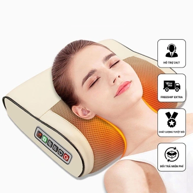 Gối Massage Cổ Vai Gáy, Gối Massage Hồng Ngoại 20 Bi mát xa Kết Hợp Chườm Nóng Cao Cấp 6