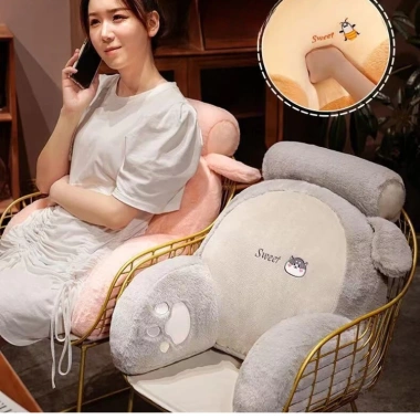 Gối tựa lưng công thái học nỉ nhung mềm mại, đàn hồi, giảm đau mỏi lưng cổ - Suha Decor 5