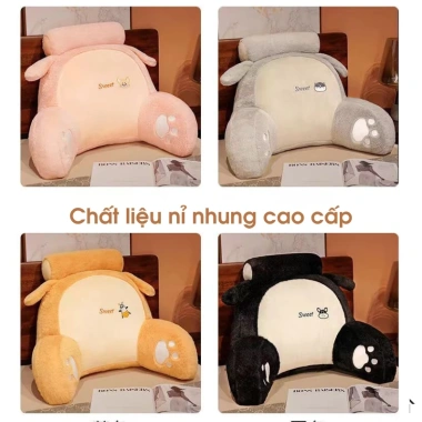 Gối tựa lưng công thái học nỉ nhung mềm mại, đàn hồi, giảm đau mỏi lưng cổ - Suha Decor 8