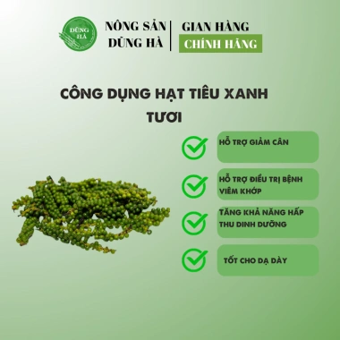 Hạt Tiêu Xanh Tươi Dũng Hà Túi 100g-500g - Gia vị kho đậm đà giảm 17% chỉ 35.000đ