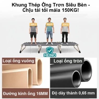 HEINO Giường Gấp Đa Chức Năng Di Động Giường Xếp Điều Chỉnh Được Độ Ngả Khung Thép Sơn Tĩnh Điện