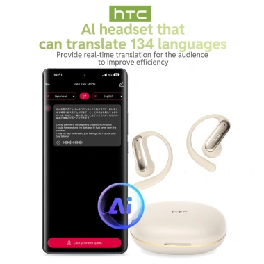 HTC NE52 Tai Nghe AI Phiên Dịch bluetooth 6.0 IPX5 âm thanh qua xương tai chống thấm mồ hôi tốt Hợp Thoại Chỉ giảm tiếng ồn Có micro 2