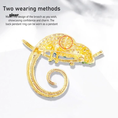 Huy hiệu trâm cài thằn lằn đa năng kim cương giả lấp lánh - Phụ kiện áo len, khăn, túi, mũ