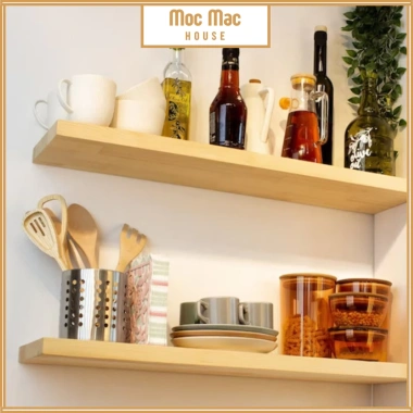 Kệ Gỗ Gắn Tường Mộc Mạc - Gỗ Thông Tự Nhiên, Vít Âm, Decor Phòng Khách & Homestay Giá Rẻ 129k