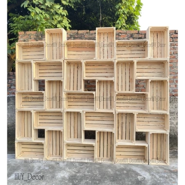 Kệ Gỗ Pallet Decor Giá Cực Sốc - Giảm 17% còn 57.400đ - Kệ Thùng Gỗ Pallet Đa Kích Thước Huy Decor