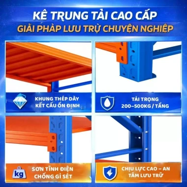 Kệ Kho Hàng Đa Tầng Sắt Lắp Ghép - Giá 1.752.999 VNĐ cho Xưởng, Nhà Máy