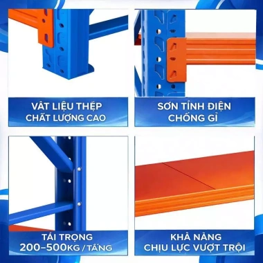 Kệ Kho Hàng Đa Tầng Sắt Lắp Ghép - Giá 1.752.999 VNĐ cho Xưởng, Nhà Máy
