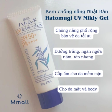 Kem chống nắng Hatomugi nâng tone cho da dầu mụn khô, bảo vệ phổ rộng Nhật Bản giá 175k