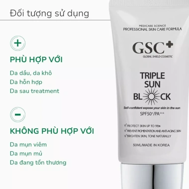 Kem chống nắng vật lý GSC Triple Sun Block & BB Cream 50ml nâng tone bảo vệ da giá 510k 3