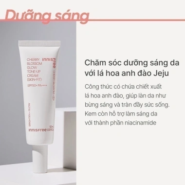 Kem Dưỡng Ẩm Làm Sáng Chống Nắng Innisfree Jeju Cherry Blossom SPF 50+ 50ml - Giảm 110k