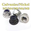 Kẽm trắng / Kẽm đen / Nắp vít mạ niken Mặt bích Đai ốc khóa Nylon Đai ốc khóa mạ kẽm có miếng đệm M3 / M4 / M5 / M6 / M8 GHA 2