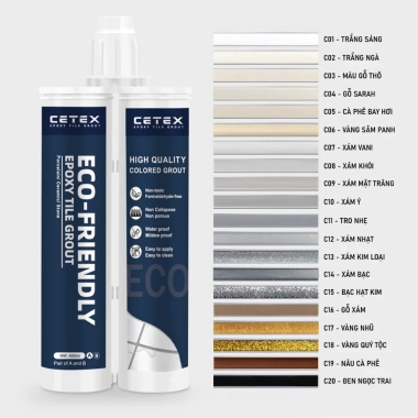 Keo chít mạch 2 thành phần Cetex - Epoxy chống thấm, bám bẩn, bám ron gạch, giảm giá 165k