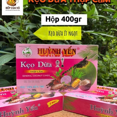 Kẹo Dừa Bến Tre Thập Cẩm Huỳnh Yến 400gr Giá Rẻ - Đặc Sản Truyền Thống Bếp Của Vũ Kẹo Dừa Bến Tre Thập Cẩm Huỳnh Yến 400gr Giá Rẻ - Đặc Sản Truyền Thống Bếp Của Vũ