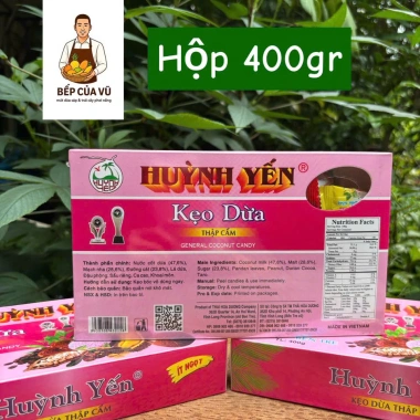 Kẹo Dừa Bến Tre Thập Cẩm Huỳnh Yến 400gr Giá Rẻ - Đặc Sản Truyền Thống Bếp Của Vũ