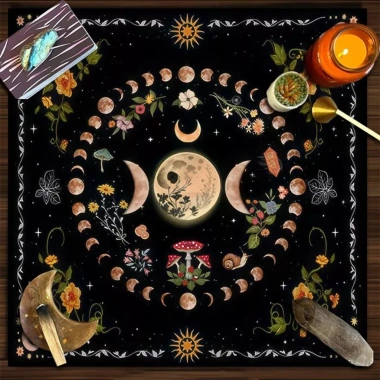 Khăn trải bàn Tarot Moon Phase Witchcraft bảo vệ năng lượng, giá ưu đãi 108.900 VND