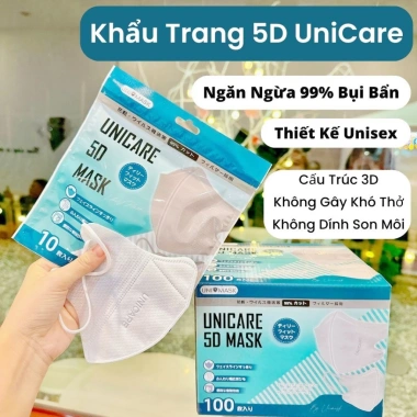 Khẩu trang 5D UNICARE 3 lớp – Hộp 50, chống bụi, kháng khuẩn, UV, 6 màu thời trang 2 Khẩu trang 5D UNICARE 3 lớp – Hộp 50, chống bụi, kháng khuẩn, UV, 6 màu thời trang 2