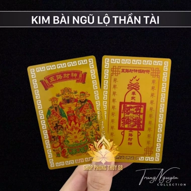 Kim Bài Ngũ Lộ Thần Tài Nhôm Tài Lộc Phong Thủy Khuyến Mãi 30.000 VNĐ