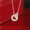 KL2.106 Dây Chuyền Bạc Nữ Double Circle Vòng Tròn Kép Full Baguette Cut by Kylan Silver