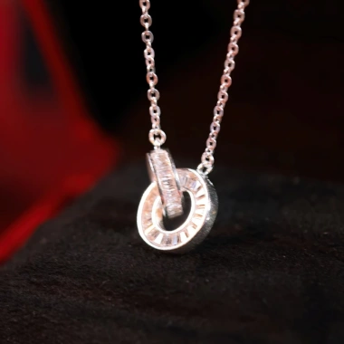 KL2.106 Dây Chuyền Bạc Nữ Double Circle Vòng Tròn Kép Full Baguette Cut by Kylan Silver 2