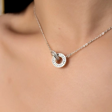 KL2.106 Dây Chuyền Bạc Nữ Double Circle Vòng Tròn Kép Full Baguette Cut by Kylan Silver 6