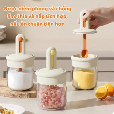 Lọ Đựng Gia Vị Thủy Tinh Kèm Thìa Điều Chỉnh Tiện Lợi, Hũ Đựng Gia Vị, Hạt Nêm 6 Lọ Đựng Gia Vị Thủy Tinh Kèm Thìa Điều Chỉnh Tiện Lợi, Hũ Đựng Gia Vị, Hạt Nêm 6