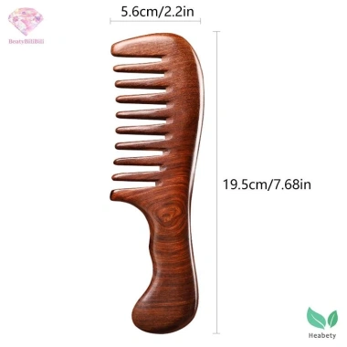 Lược gỗ đàn hương Heabety – Chống tĩnh điện, răng rộng dài, mát xa, giá 84.500₫ 5
