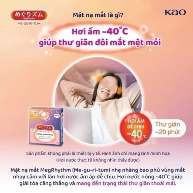 Mặt Nạ Xông Hơi Mắt Kao Megrhythm 1 Miếng - Giảm Mỏi, Thư Giãn, Nóng 23k