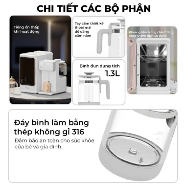 Máy Đa Năng Tiệt Trùng UVC + Đun nước pha sữa + Rót nước tự động YunBaby X26, bảo hành Chính Hãng 3 năm 8